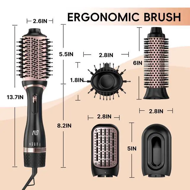 Alt view image 6 of 7 - Ionic Hair Dryer Brush Set, Multi-Styler Blow Dryer Brush, Rose Gold
