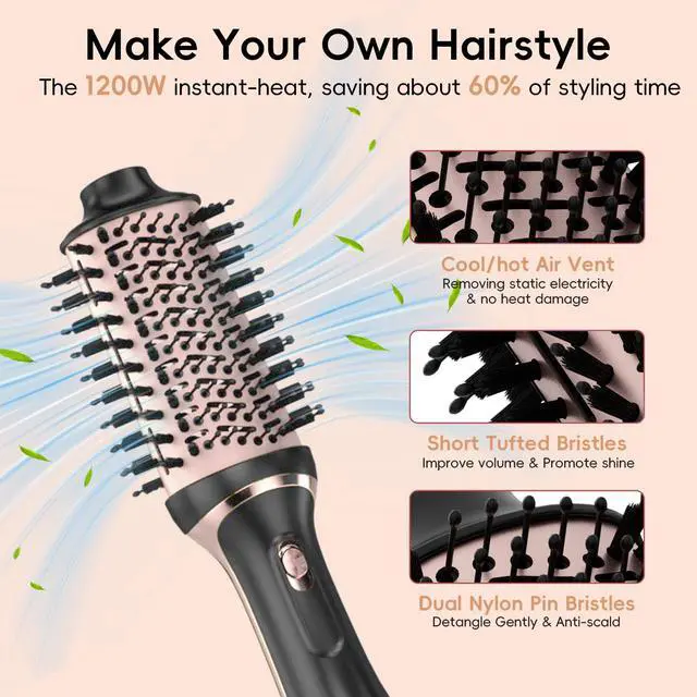 Alt view image 7 of 7 - Ionic Hair Dryer Brush Set, Multi-Styler Blow Dryer Brush, Rose Gold