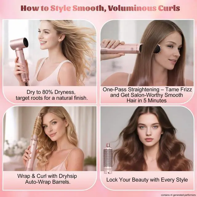 Alt view image 2 of 7 - 5-in-1 Hair Styler, Wrap Air Curler & Blow Dryer Brush for Women