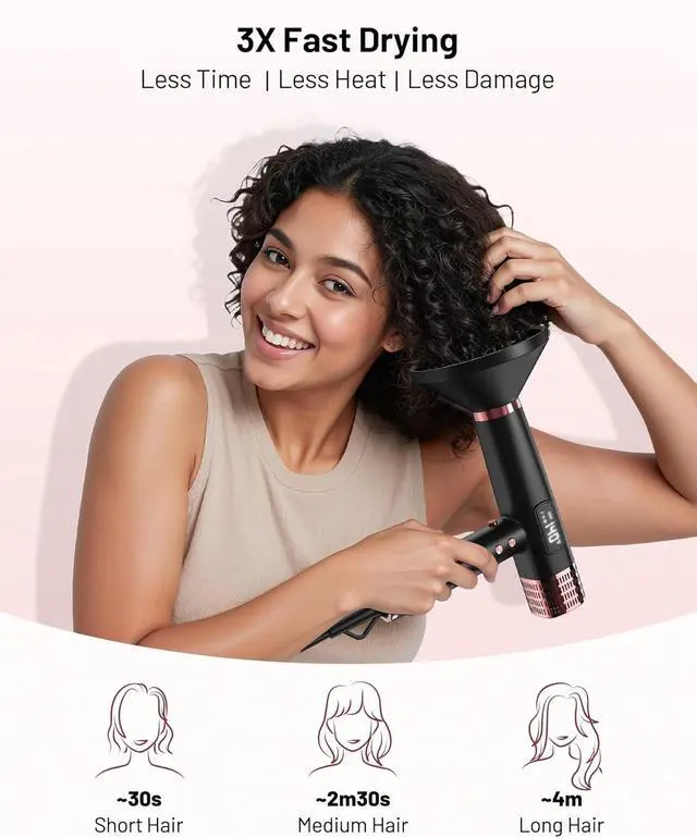 Alt view image 3 of 7 - Dual Voltage Travel Hair Dryer with Diffuser, 1875W Ionic,Black