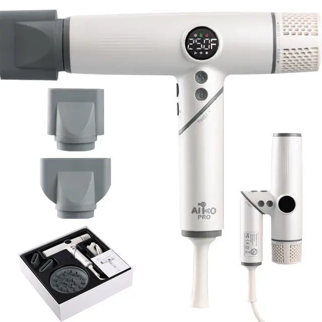 Alt view image 2 of 7 - Salon Ionic Hair Dryer, 1800W High-Speed Foldable Travel Blow Dryer, Brushless Motor for Fast Drying & Frizz Control, 3 Temps & 3 Speeds, Lightweight, Portable & Quiet with 3 Magnetic Nozzles