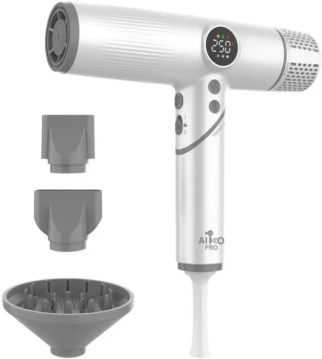 Main image of Salon Ionic Hair Dryer, 1800W High-Speed Foldable Travel Blow Dryer, Brushless Motor for Fast Drying & Frizz Control, 3 Temps & 3 Speeds, Lightweight, Portable & Quiet with 3 Magnetic Nozzles