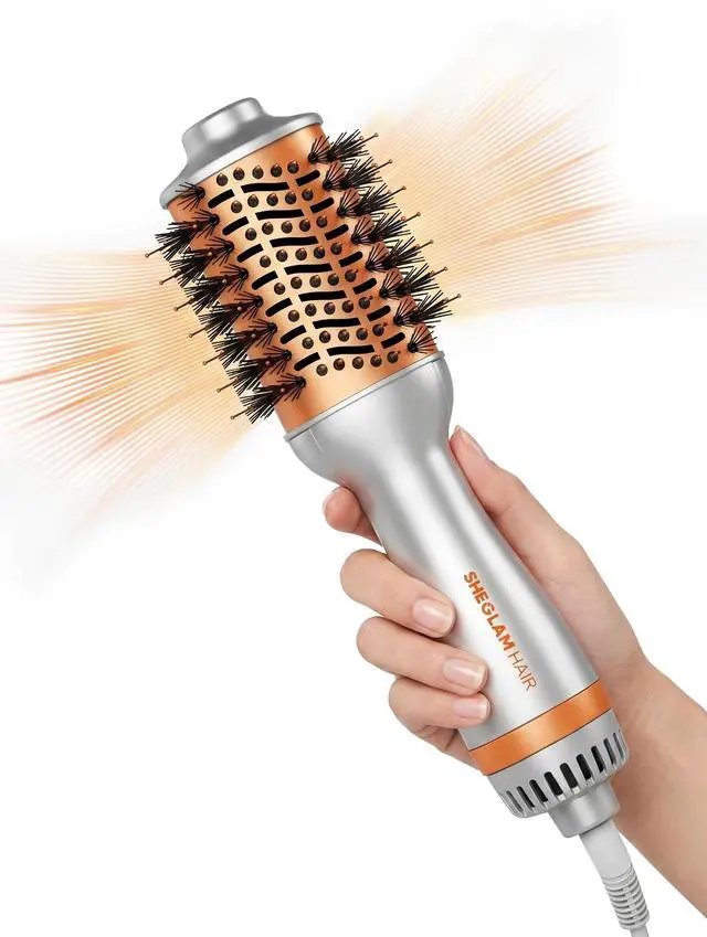 Main image of Hair Mini Blow Dryer Brush, Travel Dual Voltage 120V-240V Hot Air Brush Styler, 35000 RPM Hair Dryer Brush with 2 Heat Settings for Smooth Anti-Frizz Blowouts, Adds Shine, Volume & Fullness