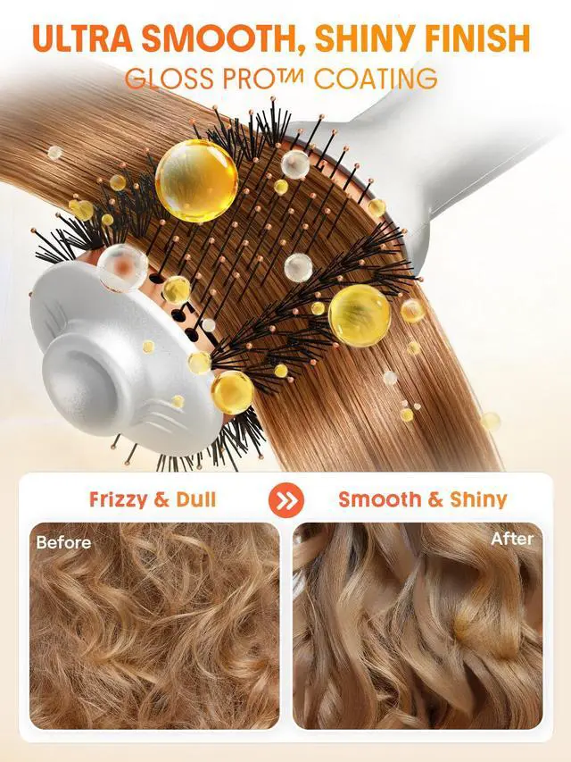 Alt view image 6 of 7 - Hair Mini Blow Dryer Brush, Travel Dual Voltage 120V-240V Hot Air Brush Styler, 35000 RPM Hair Dryer Brush with 2 Heat Settings for Smooth Anti-Frizz Blowouts, Adds Shine, Volume & Fullness