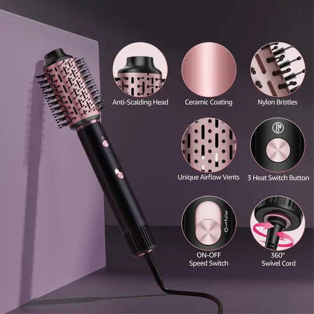 Alt view image 4 of 7 - Hair Dryer Brush Set, 110000 RPM Hot Air Styler with Auto-Wrap Curler