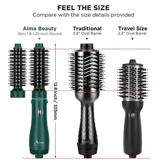 Alt view image 6 of 7 - Hair Dryer Brush, One Step Hair Dryer & Volumizing Hot Air Brush, 3 Heat/Speed Settings, Advanced Ionic Technology, Ceramic Coating, Nylon Pins & Tufted Bristles, Dark Green, 1100W, 125V
