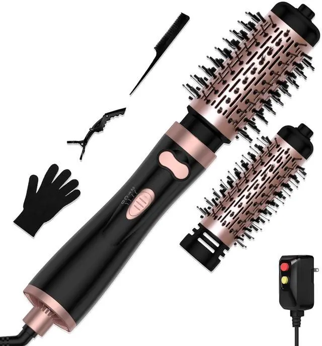Main image of 3 in 1 Rotating Hair Dryer Brush, Auto Rotating Blow Dryer Brush Spinning with 2 Brushes (2" & 1.5"), Negative Ionic Brush Blow Dryer, Round Brush Blow Dryer Volumize Curling 100-120V