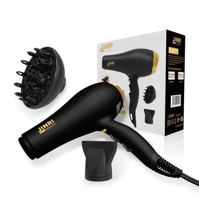 Alt view image 6 of 7 - 2000W Hair Dryer with Negative Ion & Infrared - Black, 3 Heat & 2 Speed, Detachable Air Intake, Concentrator/Diffuser, Hanging Strap