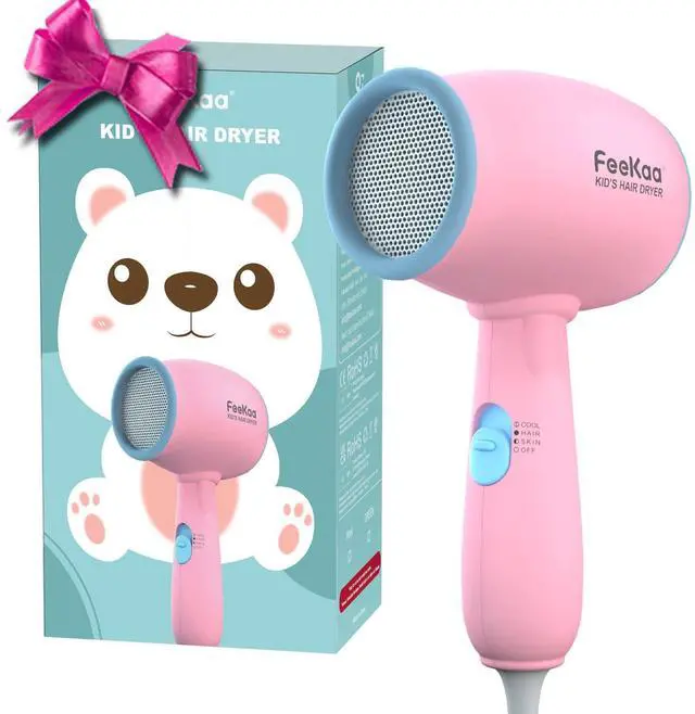 Main image of Kids Hair Dryer, Pink, 500 Watt, Lightweight, Gentle Heat, Safe for Kids, Anti-Scald Design