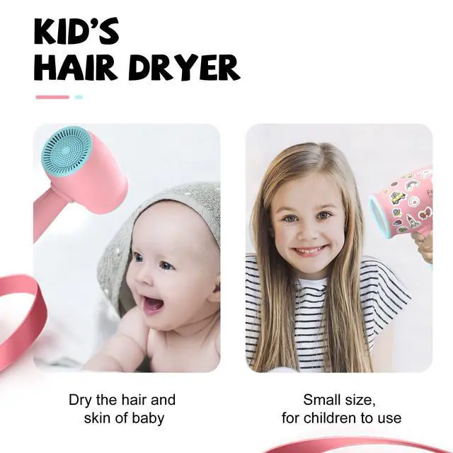 Alt view image 2 of 7 - Kids Hair Dryer, Pink, 500 Watt, Lightweight, Gentle Heat, Safe for Kids, Anti-Scald Design