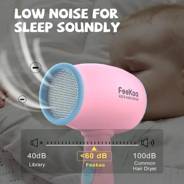 Alt view image 5 of 7 - Kids Hair Dryer, Pink, 500 Watt, Lightweight, Gentle Heat, Safe for Kids, Anti-Scald Design