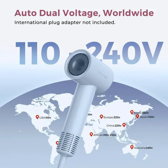 Alt view image 2 of 7 - Dual Voltage Hair Dryer for Worldwide Travel for 5X Faster Drying