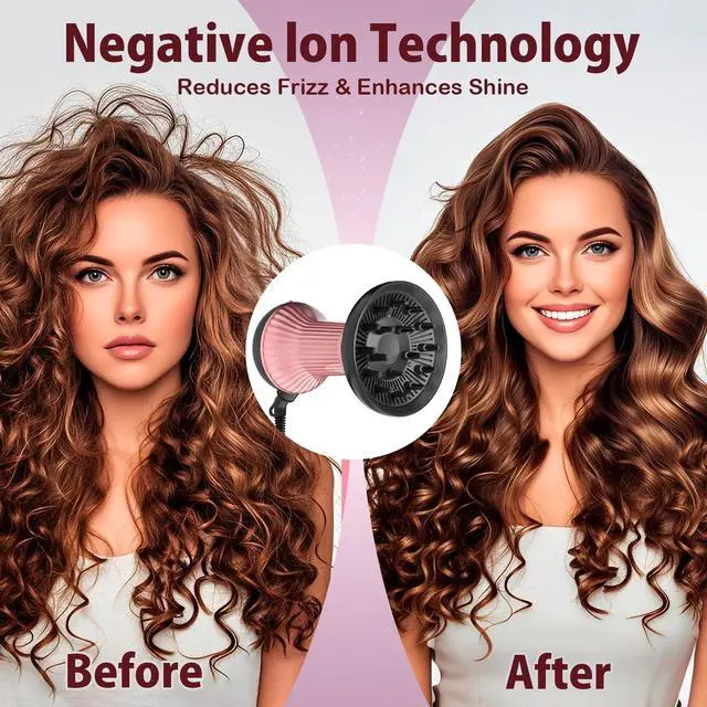 Alt view image 4 of 7 - Diffuser Hair Dryer for Curly Hair, 2-in-1 Hair Dryer with Diffuser