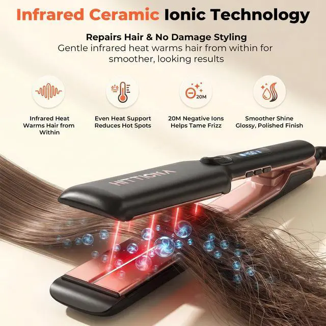 Alt view image 4 of 7 - 1.75 Wide Plate Ceramic Hair Straightener for Women, Thick Hair