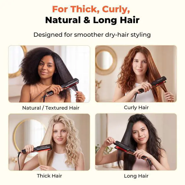 Alt view image 7 of 7 - 1.75 Wide Plate Ceramic Hair Straightener for Women, Thick Hair