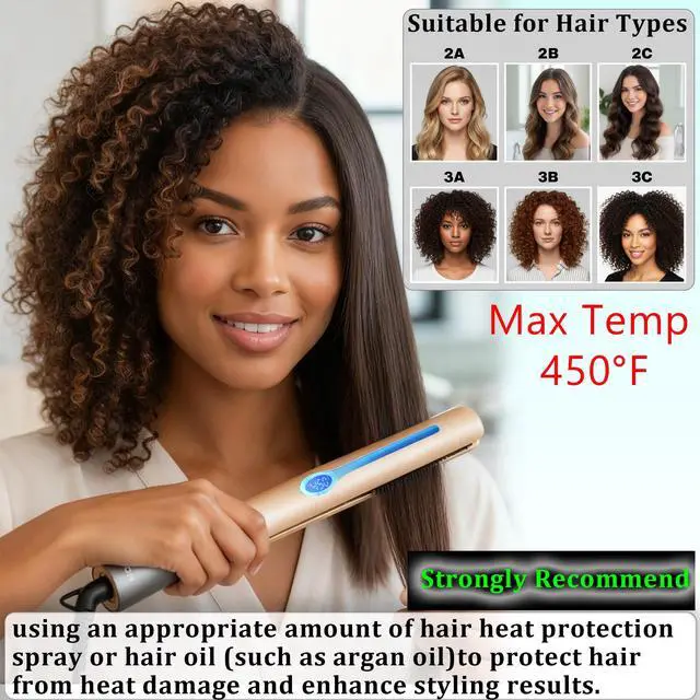 Alt view image 5 of 7 - Ceramic Tourmaline Hair Straighteners LCD Flat Iron MCH 10s Fast Heating Up. 1" 3D Floating Plate Healthy Smooth Home Straightening Tools. Travel Pouch. Dual Voltage. Elegant Gift Box