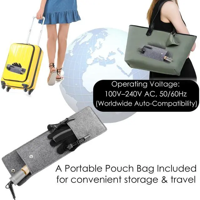 Alt view image 7 of 7 - Ceramic Tourmaline Hair Straighteners LCD Flat Iron MCH 10s Fast Heating Up. 1" 3D Floating Plate Healthy Smooth Home Straightening Tools. Travel Pouch. Dual Voltage. Elegant Gift Box