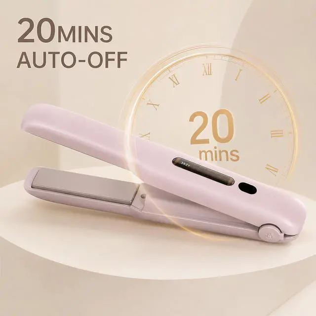 Alt view image 4 of 7 - Cordless Hair Straightener, Travel Flat Iron Rechargable for Women, Portable Mini Hair Straightener and Curler 2-in-1, Fast Heating, Adjustable Temp for Car,Travel, On-the-Go Styling(White)