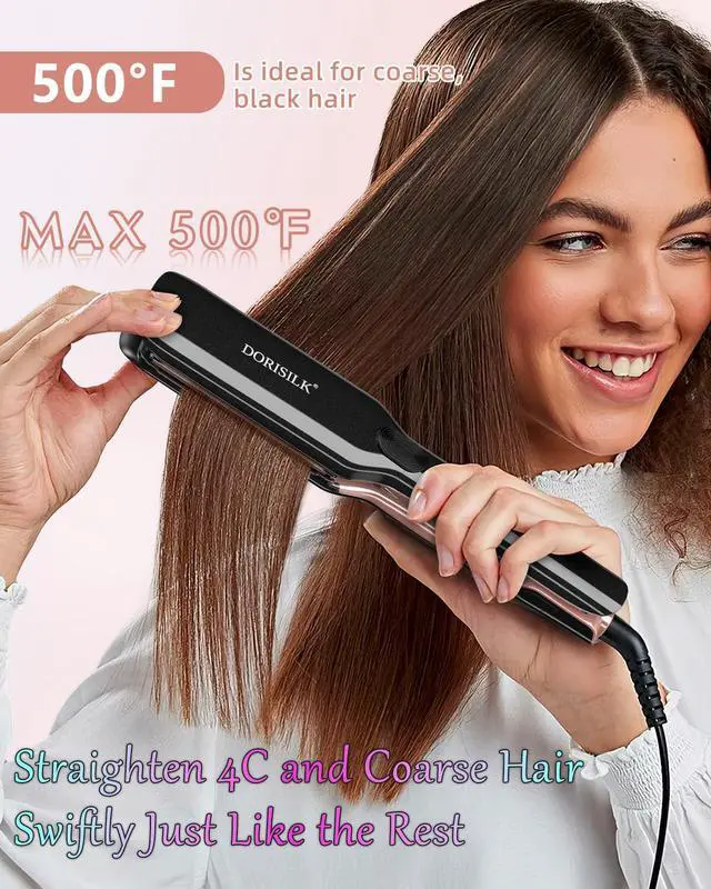 Alt view image 2 of 7 - 500 Degree High Temp Professional Hair Straightenr Ceramic Wide Flat Iron 2 in 1 Hair Straightener and CurlerPlasma Flat Iron Get Frizz-Free and Shiny
