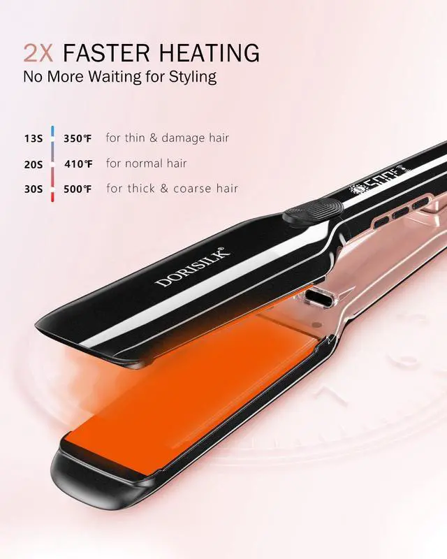 Alt view image 3 of 7 - 500 Degree High Temp Professional Hair Straightenr Ceramic Wide Flat Iron 2 in 1 Hair Straightener and CurlerPlasma Flat Iron Get Frizz-Free and Shiny