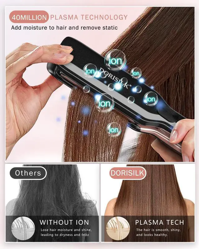 Alt view image 5 of 7 - 500 Degree High Temp Professional Hair Straightenr Ceramic Wide Flat Iron 2 in 1 Hair Straightener and CurlerPlasma Flat Iron Get Frizz-Free and Shiny