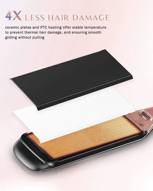 Alt view image 6 of 7 - 500 Degree High Temp Professional Hair Straightenr Ceramic Wide Flat Iron 2 in 1 Hair Straightener and CurlerPlasma Flat Iron Get Frizz-Free and Shiny