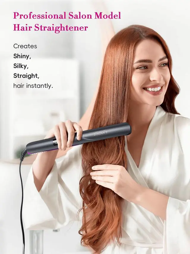 Alt view image 2 of 7 - Flat Iron Hair Straightener 1 inch, Ceramic Ionic, Dual Voltage