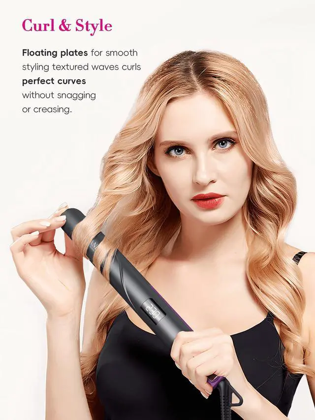 Alt view image 3 of 7 - Flat Iron Hair Straightener 1 inch, Ceramic Ionic, Dual Voltage