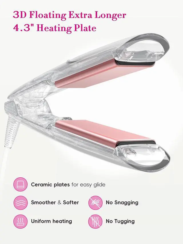 Alt view image 4 of 7 - Flat Iron Hair Straightener 1 inch, Ceramic Ionic, Dual Voltage