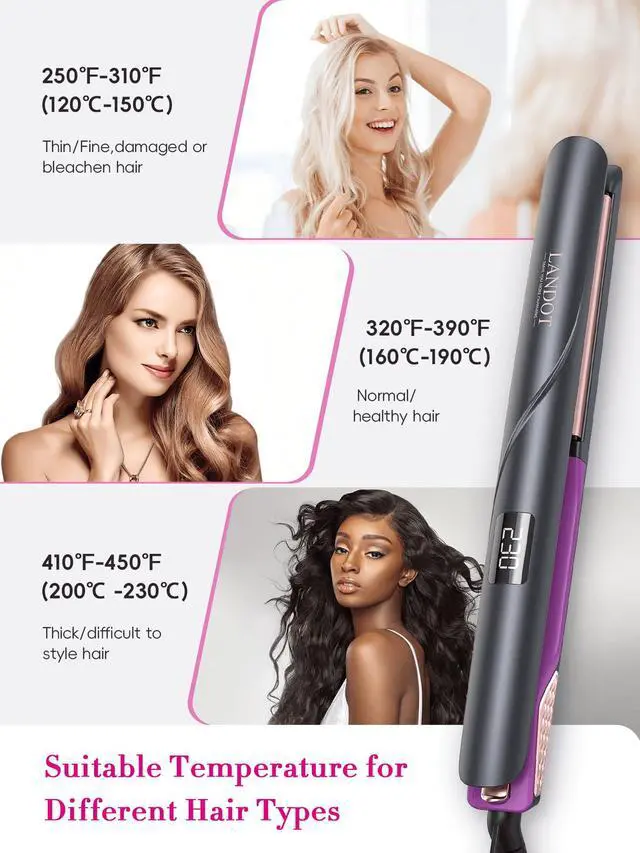 Alt view image 5 of 7 - Flat Iron Hair Straightener 1 inch, Ceramic Ionic, Dual Voltage