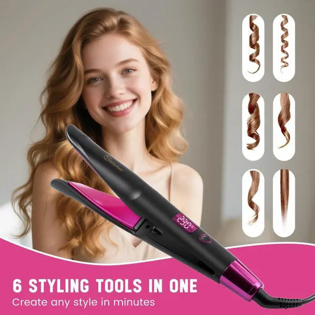 Alt view image 6 of 7 - Hair Straightener and Curler 2-in-1, Flat iton Hair Straightener