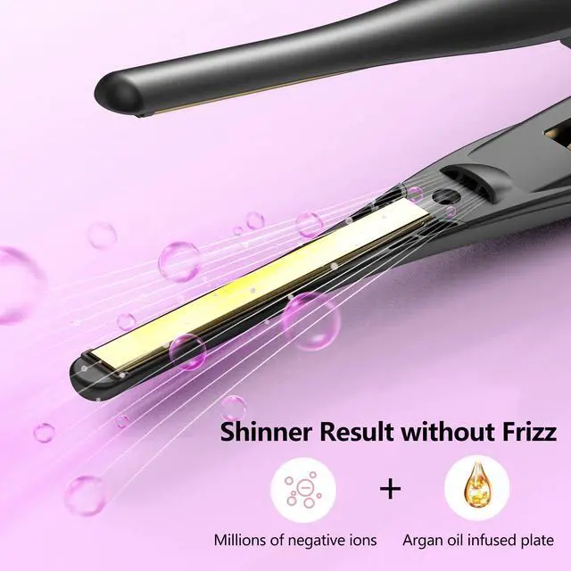Alt view image 4 of 7 - Small Flat Irons for Short Hair, 5s Ultra Fast Heat Up Pencil Flat Iron, Negative Ions Mini Flat Iron for Edges, 3/10'' Travel Mini Hair Straightener with Digital Temp Control, Easy to Use