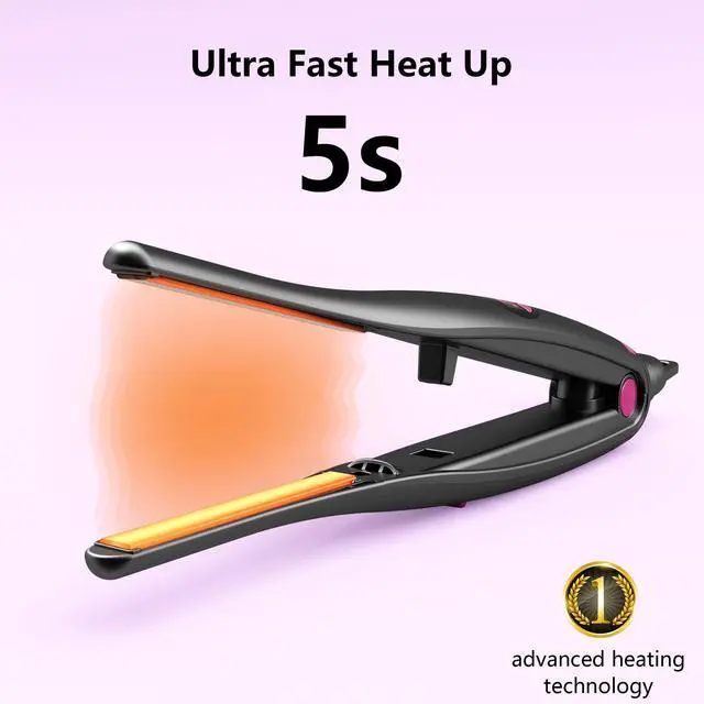 Alt view image 3 of 7 - Small Flat Irons for Short Hair, 5s Ultra Fast Heat Up Pencil Flat Iron, Negative Ions Mini Flat Iron for Edges, 3/10'' Travel Mini Hair Straightener with Digital Temp Control, Easy to Use