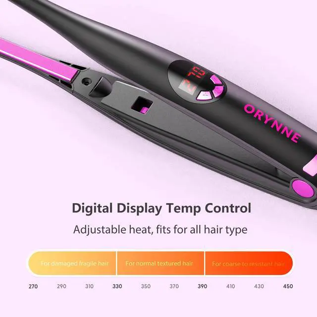 Alt view image 5 of 7 - Small Flat Irons for Short Hair, 5s Ultra Fast Heat Up Pencil Flat Iron, Negative Ions Mini Flat Iron for Edges, 3/10'' Travel Mini Hair Straightener with Digital Temp Control, Easy to Use