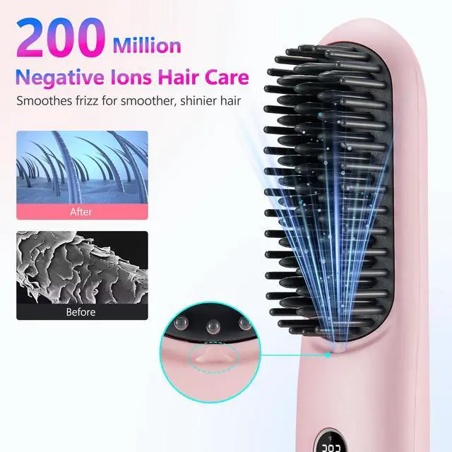 Alt view image 5 of 7 - LCD Screen Cordless Hair Straightener & Curler 2 in 1, Pink