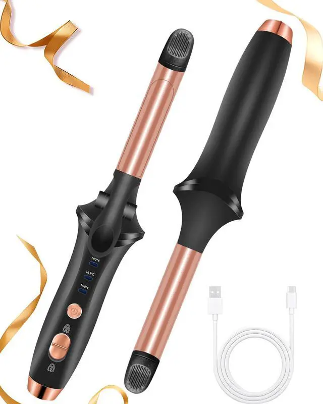 Main image of Cordless Curling Iron Rechargeable,USB Rechargeable 4000 mAh Cordless Hair Curler,3 Temp Setting Mini Travel Battery Powered Curling Iron,2 in 1 Portable Hair Straightener and Curler