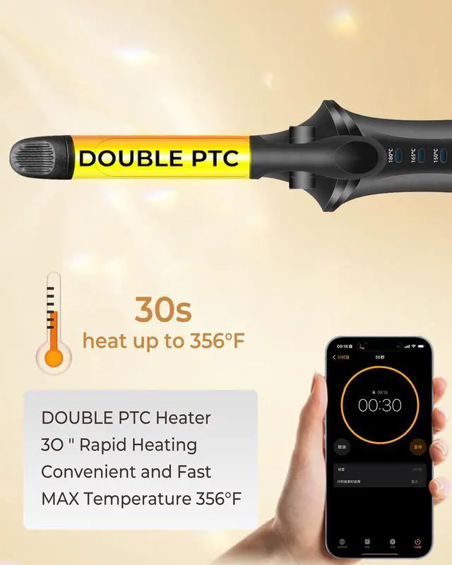 Alt view image 4 of 7 - Cordless Curling Iron Rechargeable,USB Rechargeable 4000 mAh Cordless Hair Curler,3 Temp Setting Mini Travel Battery Powered Curling Iron,2 in 1 Portable Hair Straightener and Curler