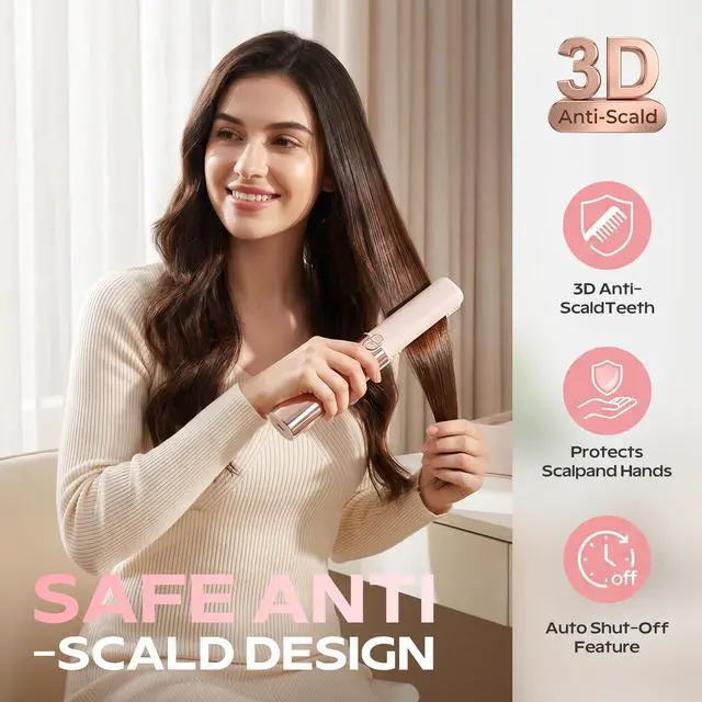 Alt view image 7 of 7 - Cordless Hair Straightener and Curler 2 in 1, Portable Flat Iron with Charging Dock, 4000mAh Rechargeable Battery, 4 Adjustable Temps 284°F-428°F, 35W Fast Heating PTC (Pink)