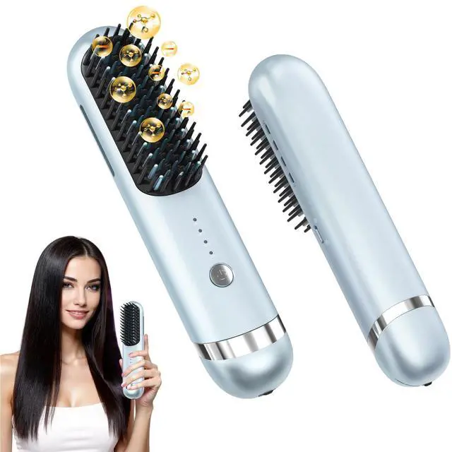 Main image of New Go Brush Pro 2026 Cordless Hair Straightener Brush, 280M Ionic, 1-Min MCH Fast Heat, 4000mAh 45-Min Runtime,TSA Mini& Travel,Auto Shut-Off,121 Teeth for Anti-Scald Frizz-Free Salon Smooth(Blue)