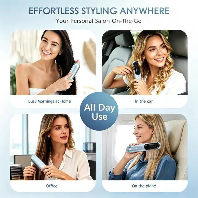 Alt view image 7 of 7 - New Go Brush Pro 2026 Cordless Hair Straightener Brush, 280M Ionic, 1-Min MCH Fast Heat, 4000mAh 45-Min Runtime,TSA Mini& Travel,Auto Shut-Off,121 Teeth for Anti-Scald Frizz-Free Salon Smooth(Blue)
