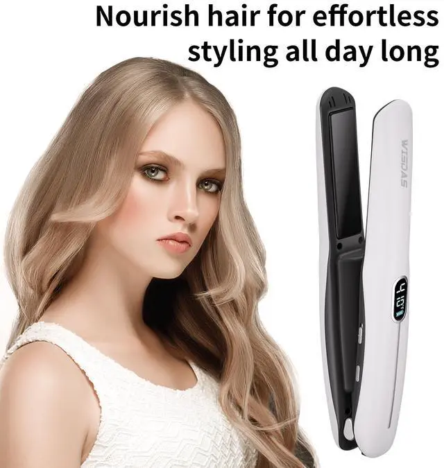 Alt view image 2 of 7 - Cordless 2 in 1 Hair Straightener Curling Iron, USB Charging Mini Portable Travel Flat Iron with Digital LCD, Full Hair Styling Accessories Kit Gift for Girls & Women