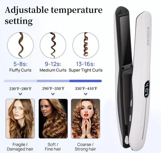 Alt view image 3 of 7 - Cordless 2 in 1 Hair Straightener Curling Iron, USB Charging Mini Portable Travel Flat Iron with Digital LCD, Full Hair Styling Accessories Kit Gift for Girls & Women