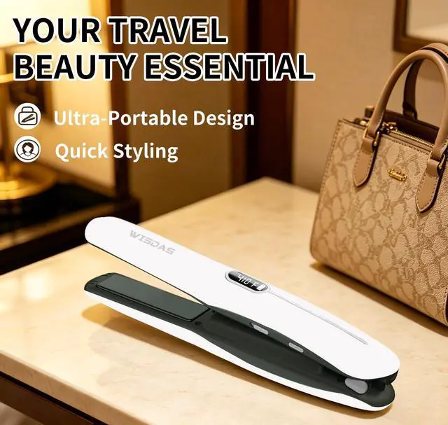 Alt view image 4 of 7 - Cordless 2 in 1 Hair Straightener Curling Iron, USB Charging Mini Portable Travel Flat Iron with Digital LCD, Full Hair Styling Accessories Kit Gift for Girls & Women