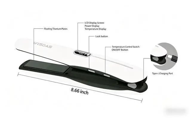 Alt view image 7 of 7 - Cordless 2 in 1 Hair Straightener Curling Iron, USB Charging Mini Portable Travel Flat Iron with Digital LCD, Full Hair Styling Accessories Kit Gift for Girls & Women