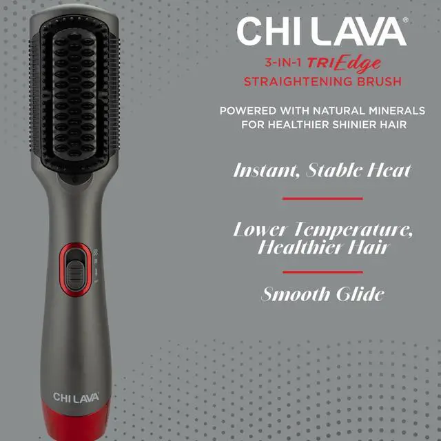 Alt view image 4 of 7 - Lava Heated Straightening Brush, 3-in-1 Hair Straightener, Dryer & Smoothing Comb, Reduces Frizz & Increases Shine for Healthy & Easy Styling