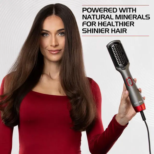 Alt view image 5 of 7 - Lava Heated Straightening Brush, 3-in-1 Hair Straightener, Dryer & Smoothing Comb, Reduces Frizz & Increases Shine for Healthy & Easy Styling