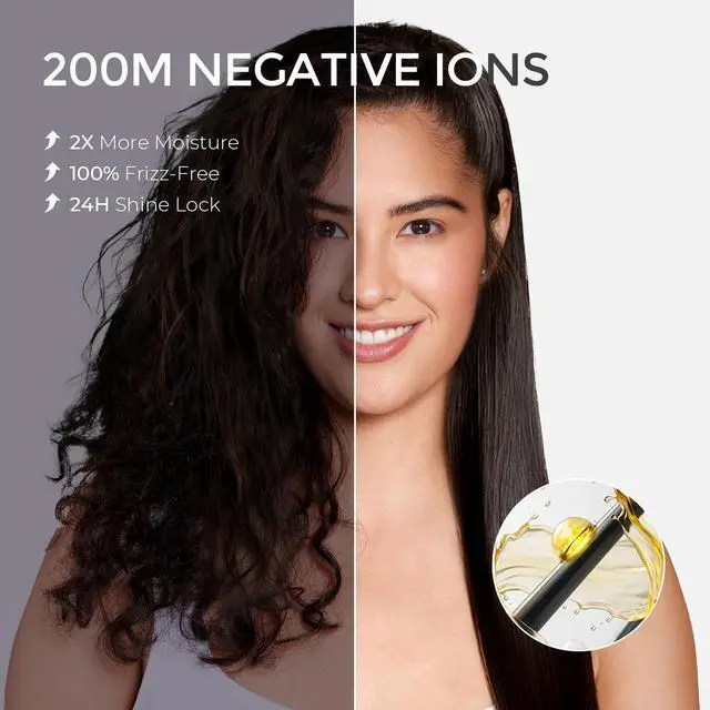Alt view image 7 of 7 - Flat Iron Hair Straightener Brush 2 in 1, 200M Ions Hair Straighteners for Women, Ceramic Straightening Hot Comb for Anti-Frizz Straights, Waves, Curl, 3X Less Heat Damage, Dual Voltage, Gold