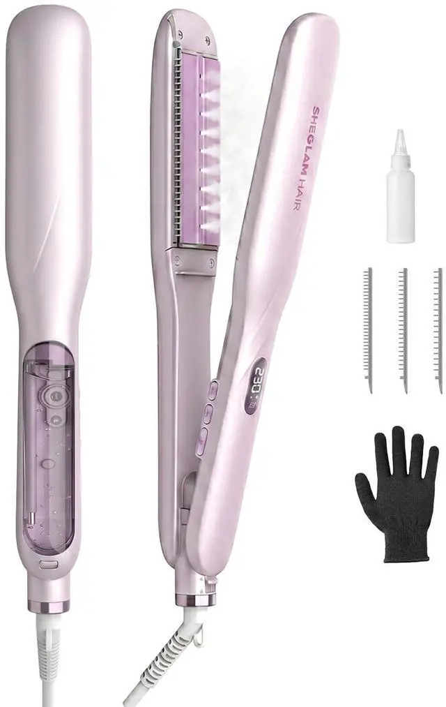 Main image of Steam Flat Iron Hair Straightener 1.5" Ceramic Flat Iron with Combs