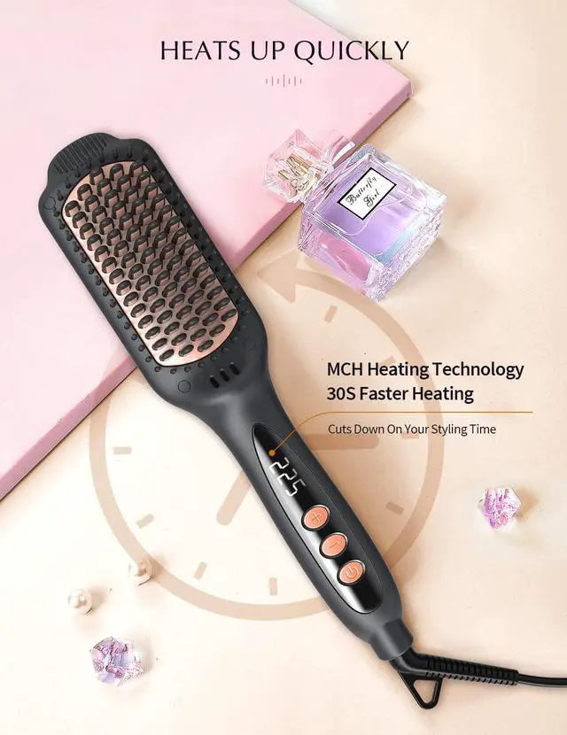 Alt view image 4 of 7 - Hair Straightener Brush Ceramic Ionic - Frizz-Free & Smooth Results