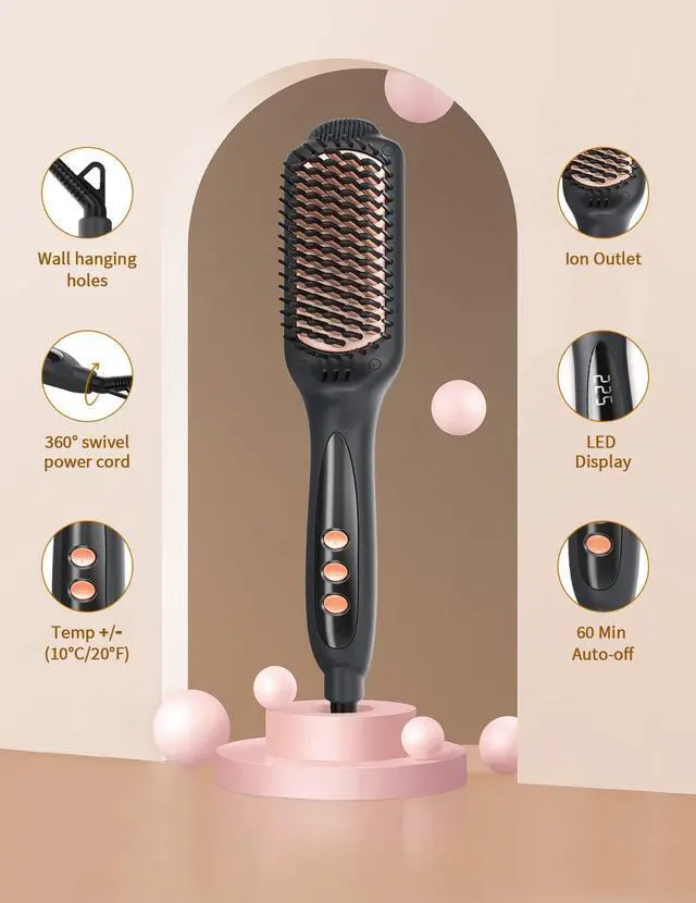 Alt view image 6 of 7 - Hair Straightener Brush Ceramic Ionic - Frizz-Free & Smooth Results